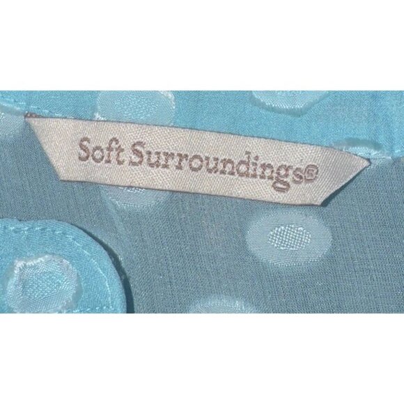 Soft Surroundings Blue Sheer Lined Button Up Flutter Sleeve Silk Blouse Top XS - Picture 6 of 9